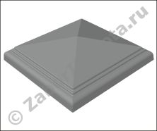 Крышка столба четырёхскатная с карнизом 480х480х120мм Крышка столба четырёхскатная с карнизом 480х480х120мм