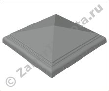 Крышка столба четырёхскатная с карнизом 520х520х135мм Крышка столба четырёхскатная с карнизом 520х520х135мм