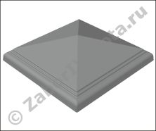 Крышка столба четырёхскатная с карнизом 560х560х150мм Крышка столба четырёхскатная с карнизом 560х560х150мм