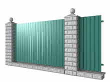 Забор из блоков и профнастила с цоколем