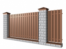 Забор из блоков и металлического штакетника 