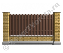 Забор из блоков Стоунвиль и евроштакетника