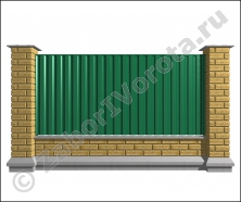 Забор из блоков Стоунвиль и профнастила